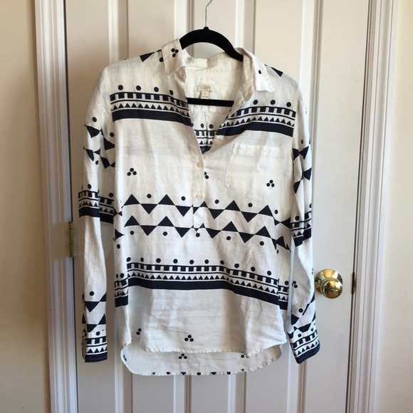 J. Crew Tops - White Light Cotton (like linen) J.Crew Shirt